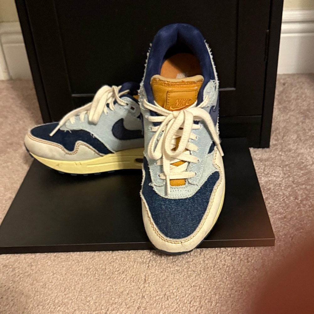 Nike Denim and Navy Air Max Sneakers with Tan Accent